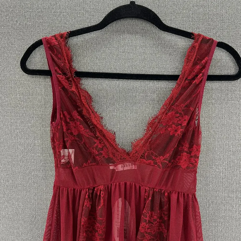 HiMiss Women's Sheer Lace Burgundy Lingerie Lightweight Soft Scratch‎ Size Small
